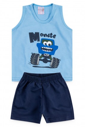 conjunto regata azul monster piradinhos
