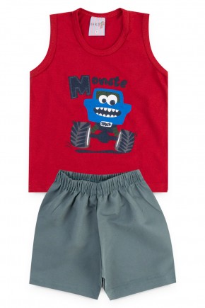 conjunto vermelho regata monster piradinhos