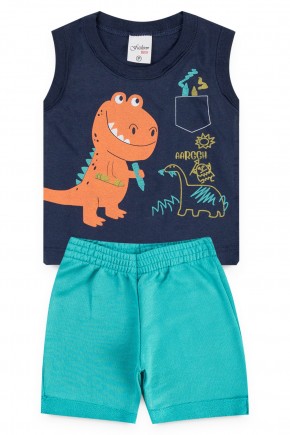 conjunto regata marinho dino verao piradinhos
